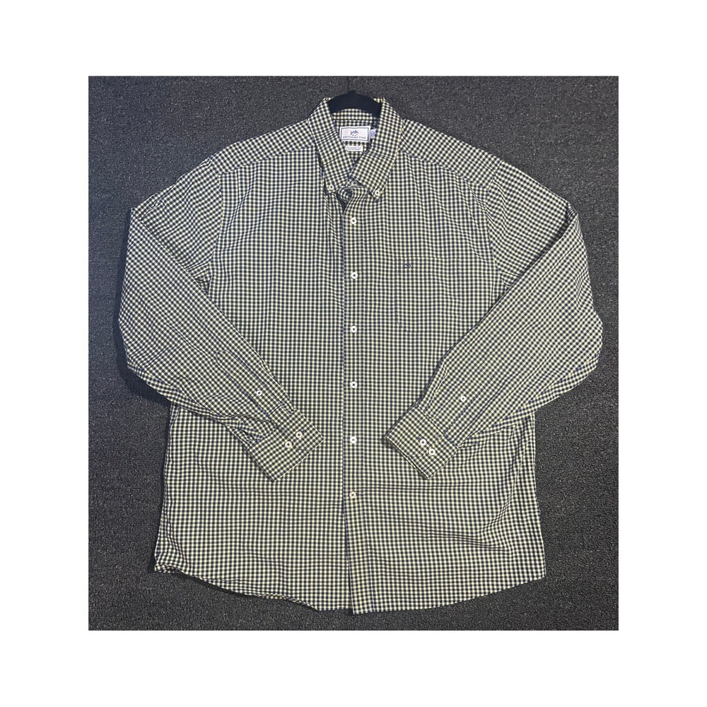 Southern‎ Tide Mens XL Classic Fit Gingham Button Down Shirt Navy Yellow Cotton